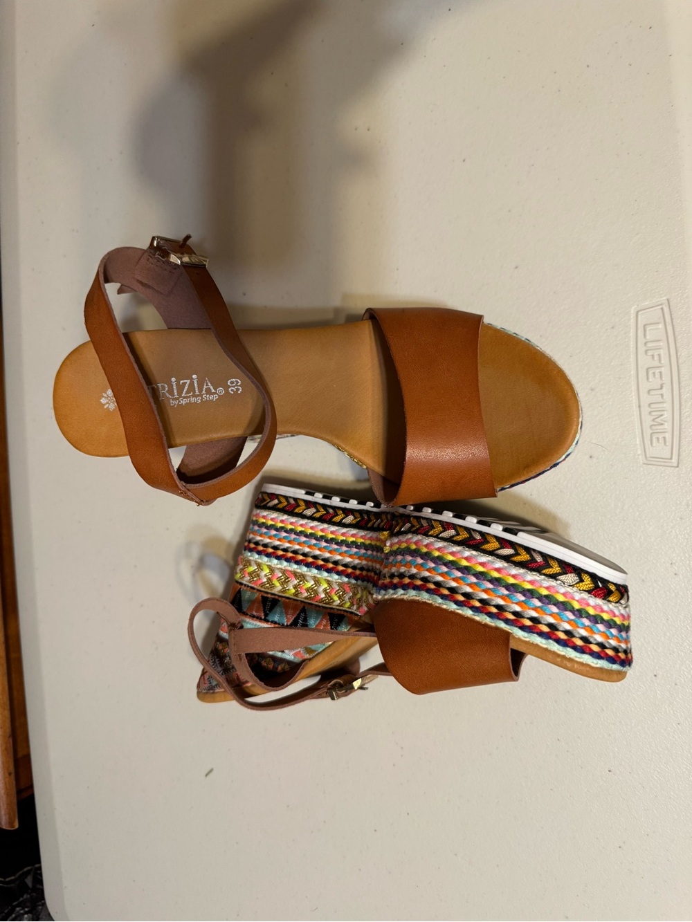 Patrizia Multi Color Wedge heels, Womens size 39 New Without Box